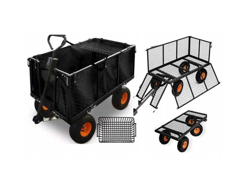 Gartenwagen auf aufblasbaren Rädern 220 l / 350 kg