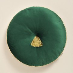Okruhlý dekoračný vankúš ALLURE zelenej farby s priemerom 45 cm