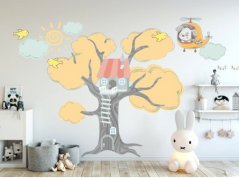 Krásna detská nálepka na stenu dobrodružný domček na strome 100 x 200 cm