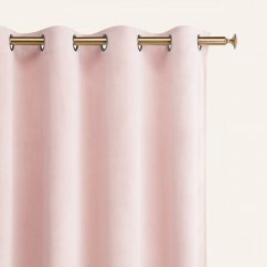 Világos rózsaszín bársony függöny CHARMY ezüst körökre 140 x 260 cm
