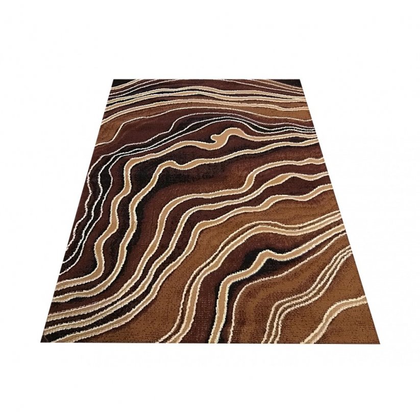 Originálny hnedý vzorovaný koberec do obývačky