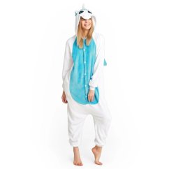 Türkizkék színű Kigurumi kezeslábas Unikornis - M méret