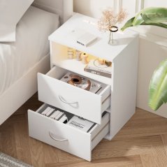 Comodino Jamie con illuminazione LED e USB - 55 × 40 × 28 cm