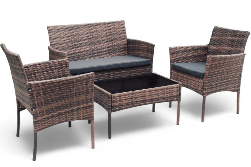 Elegante set di divani da giardino in rattan con tavolo