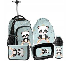 Školska torba na kotačiće - Merry Panda 5-dijelni set