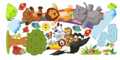 Fröhlicher Kinder-Wandsticker mit Tieren 100 x 200 cm
