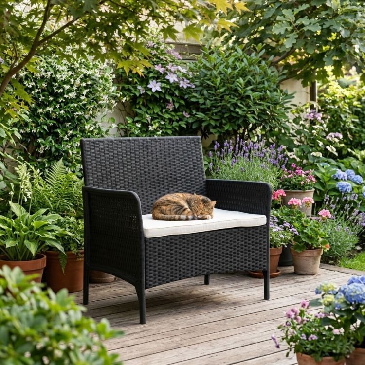 Divano da giardino con cuscino - divano in rattan per balcone e terrazza