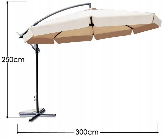 Голям градински чадър със стойка в сив цвят-KOPIE