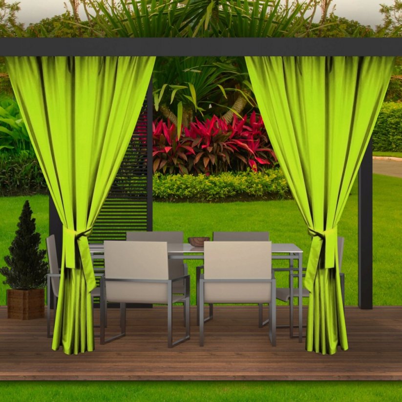 Красиви летни завеси за градински павилион в лимонено зелено 155x240 cm