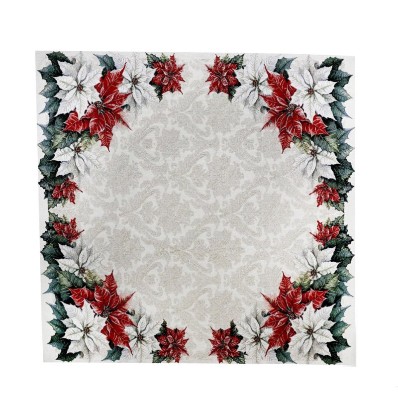 Luxusní vánoční gobelínový ubrus s lurexem - vánoční girlanda