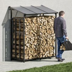 Stojalo za drva s pokrovom 198 x 163 x 70 cm + vreča za drva