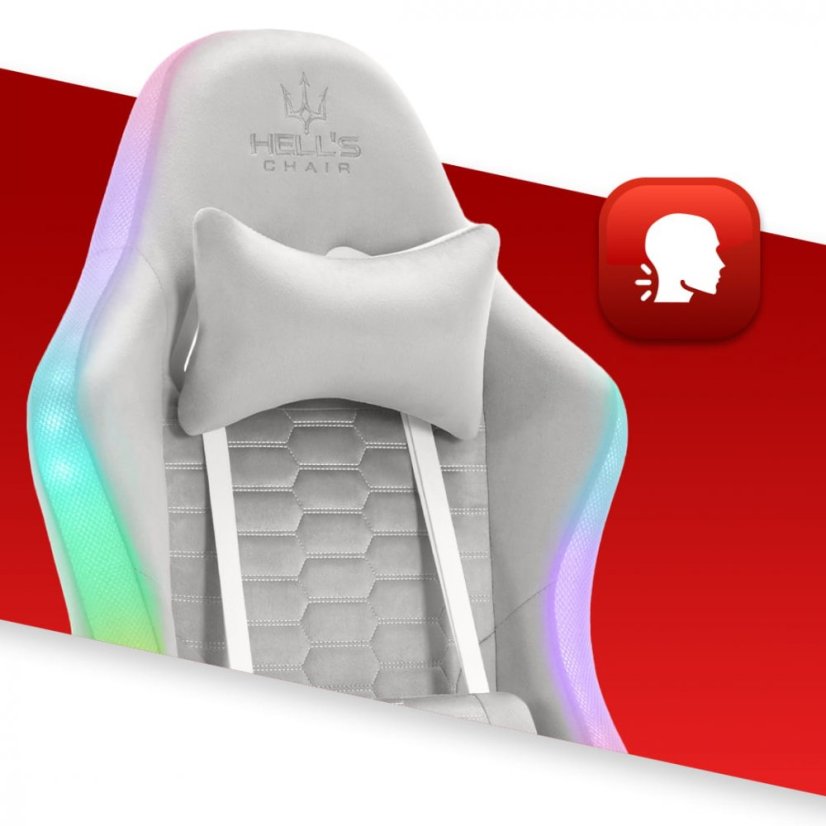 HC-1000 szürke-fehér LED RGB szövet játékszék