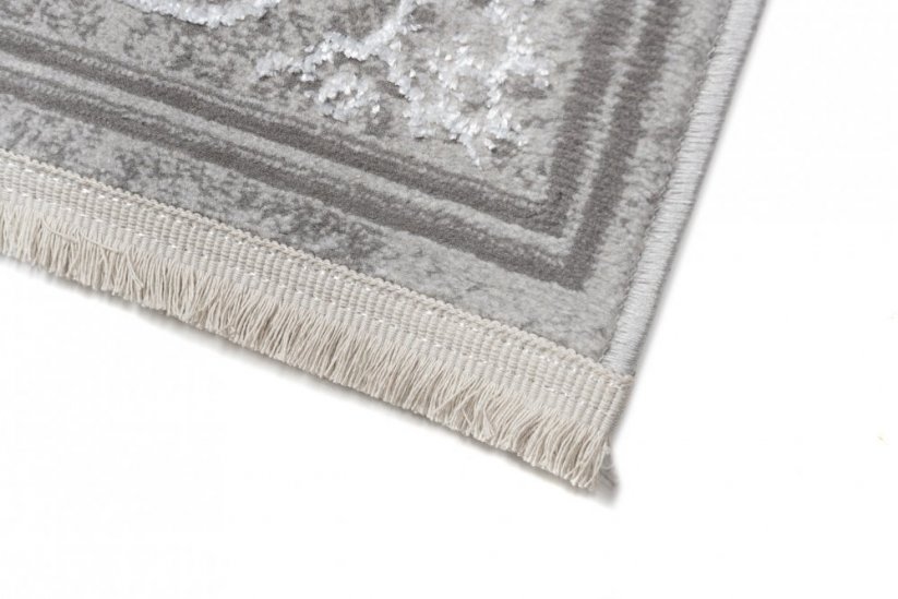 Ексклузивен сив килим с бяла ориенталска шарка