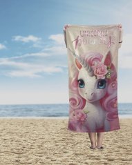 Prosop de plajă pentru copii cu unicorn 100% bumbac