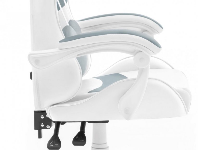Стилен геймърски фотьойл в бяло-сиво HC RAINBOW