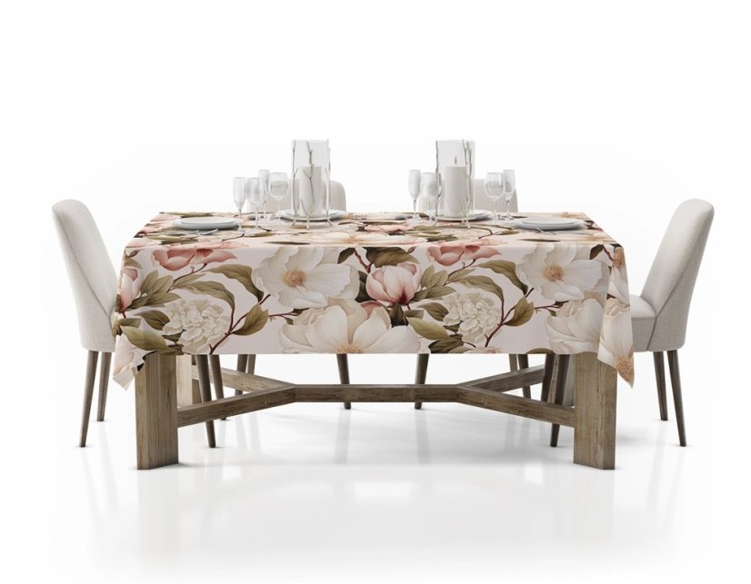 Obrus, štóla s motívom kvetov pivónie v jemných tónoch