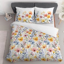 Saténové bavlněné ložní prádlo s barevnými květinami