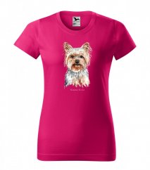 Bavlnené dámske tričko s potlačou psa yorkshire teriér