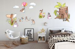 Adorabile adesivo da parete per bambini - famiglia di topi 60 x 120 cm
