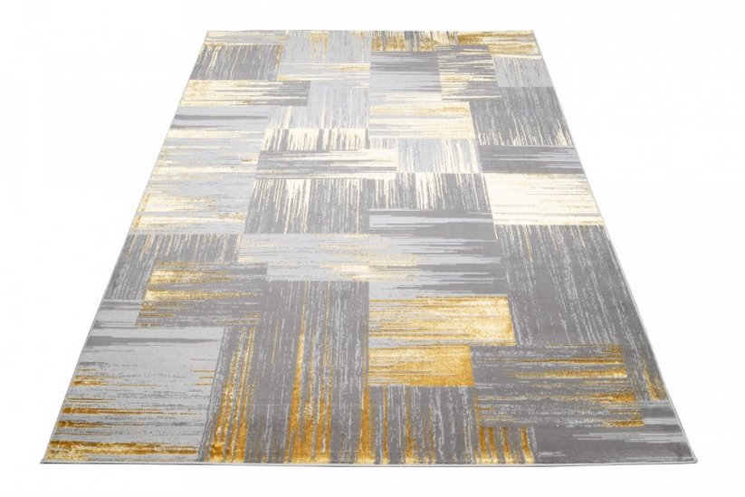 Модерен сив килим за дневна със златен мотив