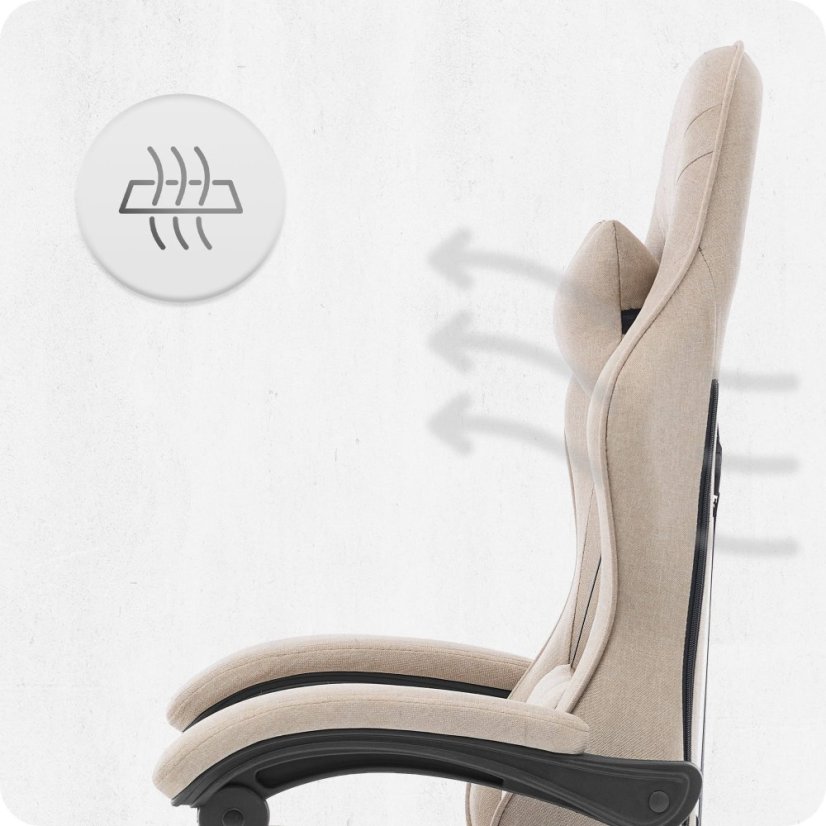 Scaun gaming CABRO C500 – din țesătură, cu spătar reglabil, capacitate de până la 150 kg, bej + CADOU