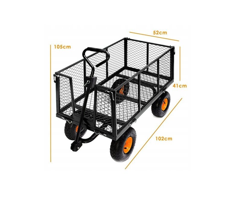 Gartenwagen auf aufblasbaren Rädern 220 l / 350 kg