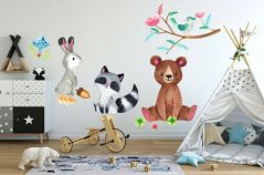 Adesivo da parete colorato con animali della foresta