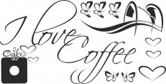 Zidna naljepnica sa tekstom I LOVE COFFEE
