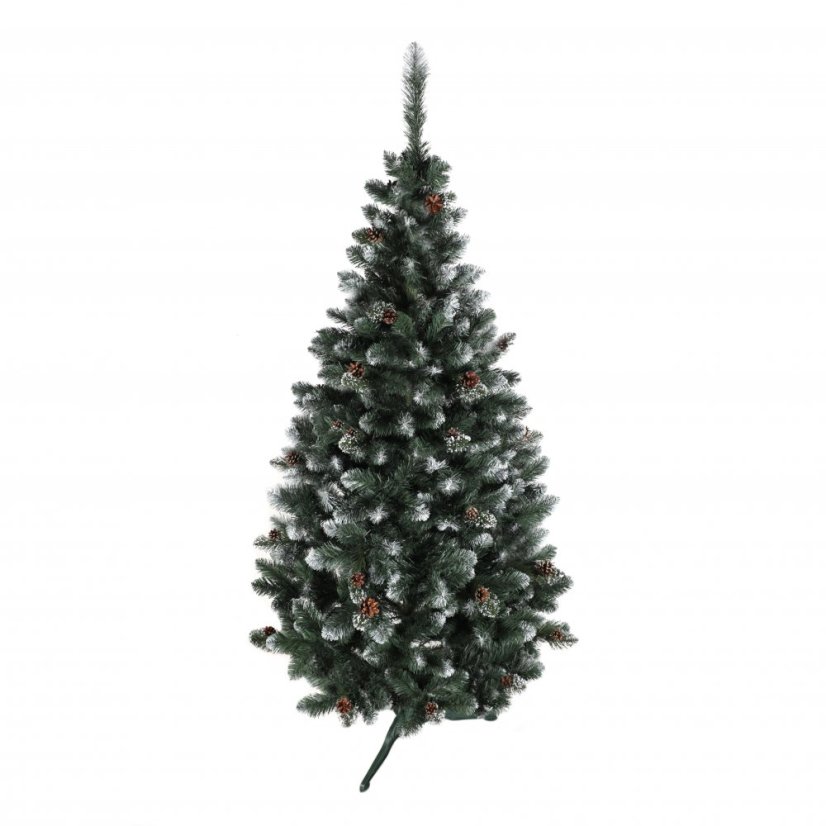 Weihnachtlicher schneebedeckter Tannenbaum mit Tannenzapfen 220 cm