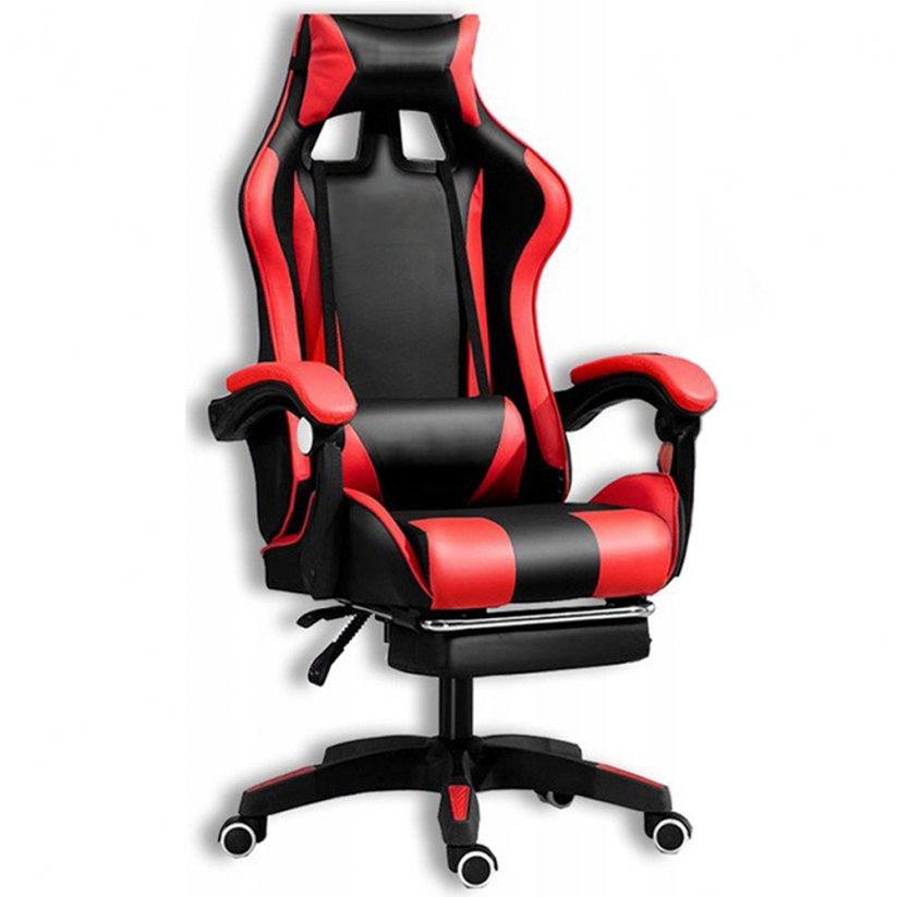 Bequemer Gaming-Stuhl mit schwarz-rotem Massagekissen
