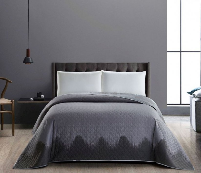 Sivi dvostruki prekrivač za krevet s prošivanjem