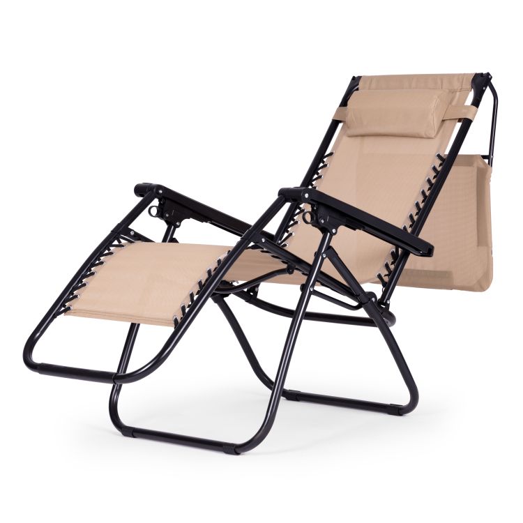 Lettino prendisole con tettuccio beige