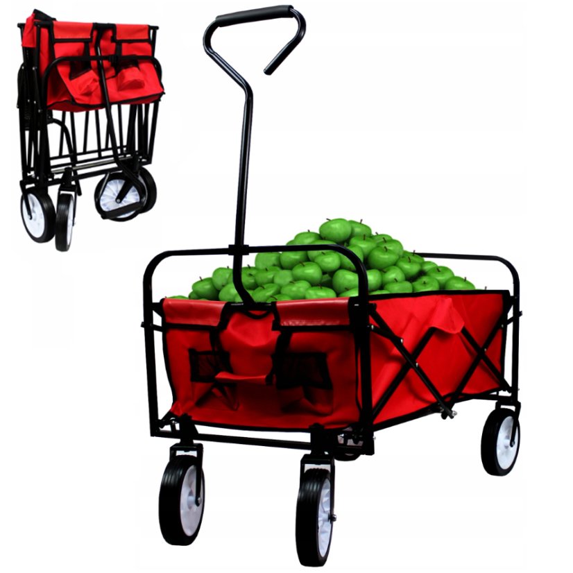 Praktický víceúčelový přepravní vozík v červené barvě