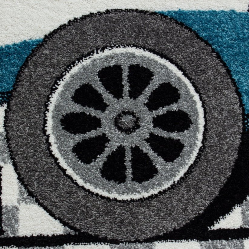Originálny koberec do detskej izby formula modrej farby