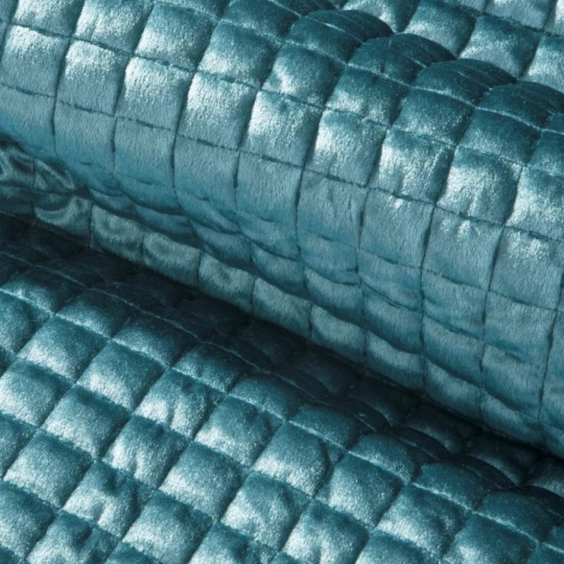 Exkluzivní jednobarevný modrý přehoz na postel s módním prošitím
