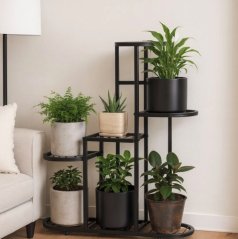 Suport minimalist pentru flori - 5 niveluri, metal negru