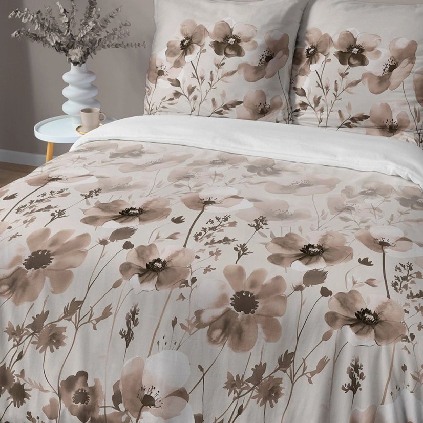 Elegantní květinové ložní prádlo s hnědými květy