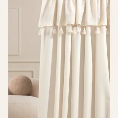 Tenda crema chiaro Astoria con nappe su nastro di legatura 140 x 280 cm
