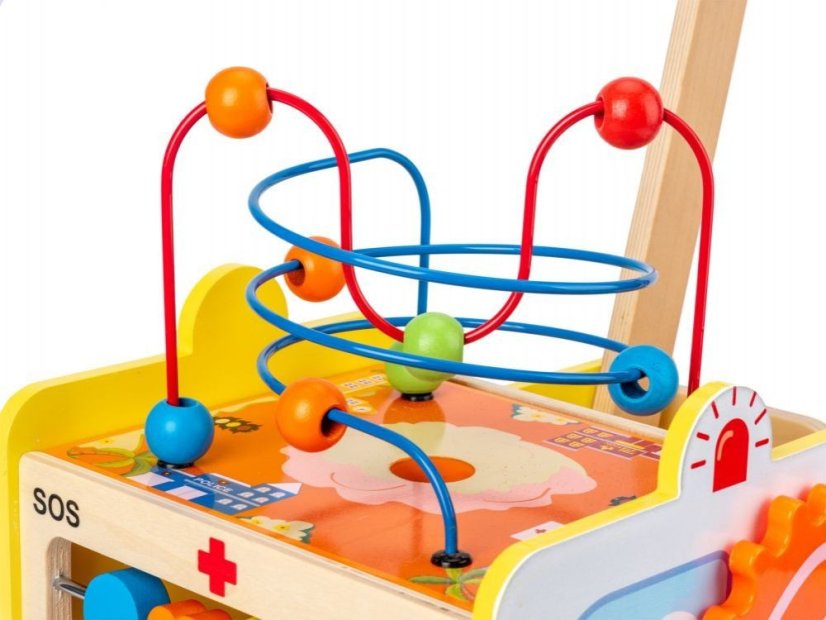 Dřevěné chodítko v designu sanitky 2v1, + kostky