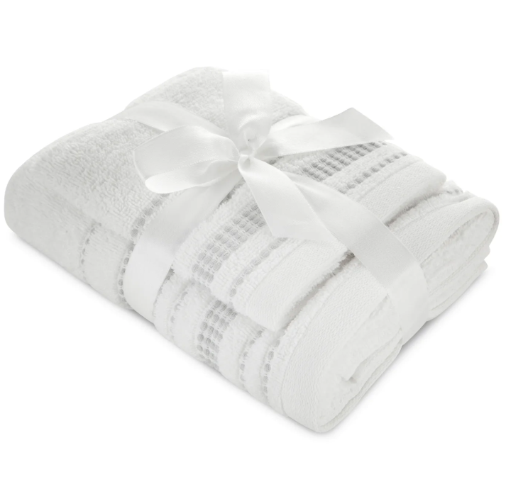 Set de prosoape din bumbac - 2 bucăți (30x50 cm și 50x90 cm) - Culoare: Alb