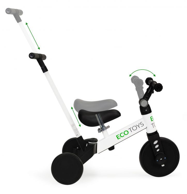 Dreirad mit Führungsstange in weiß ECOTOYS