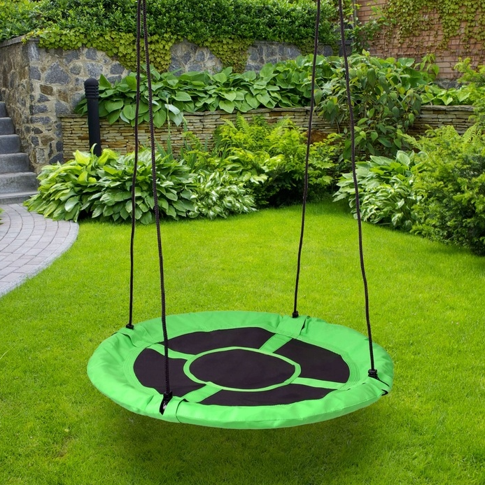 Závesný hojdací kruh pre deti v zelenej farbe
