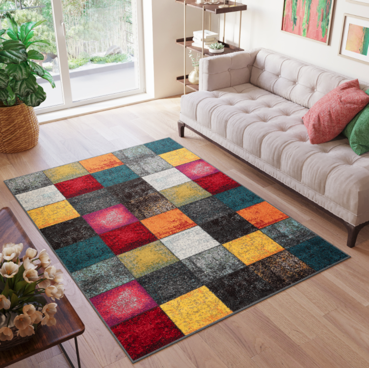 Farebný koberec s kockovaným vzorom Salsa