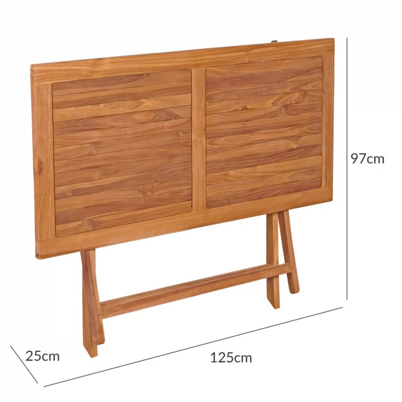 Bari teakfa összecsukható kerti asztal 125 x 60 x 75 cm