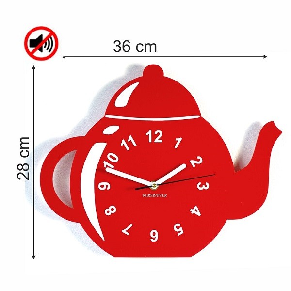 Dekoratív konyhai óra Teáskanna - Farba  produktu: Piros