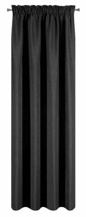 Klasična jednobojna crna zavjesa na štipanje 140 x 270 cm