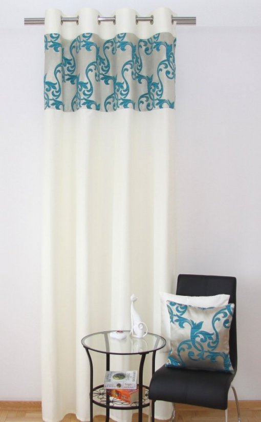 Bíle tyrkysový dekorační set do ložnice se vzorem