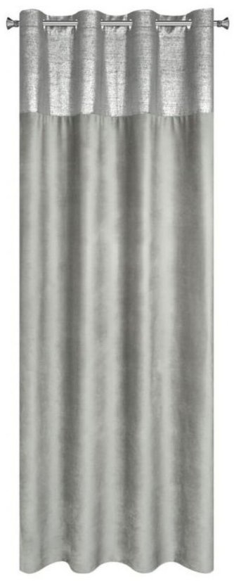 Svetlosivé zatemňovacie závesy s aplikáciou v hornej časti 140x250 cm