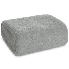 Šedá teplá deka s jemnou texturou BOUCLÉ