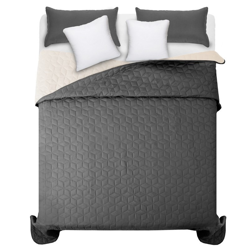 Visokokvalitetan tamno sivi prekrivači za bračni krevet s uzorkom dijamanta 220 x 240 cm